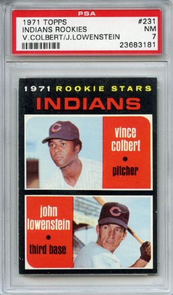 1971 Topps 231 Cleveland Indians Rookies PSA NM 7