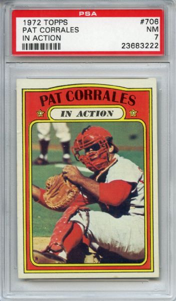 1972 Topps 706 Pat Corrales In Action PSA NM 7