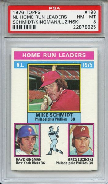 1976 Topps 193 NL Home Run Leaders Schmidt PSA NM-MT 8