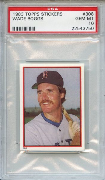 1983 Topps Stickers 308 Wade Boggs RC PSA GEM MT 10
