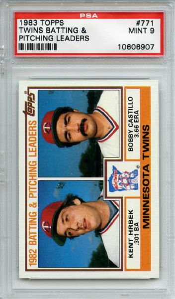 1983 Topps 771 Twins Batting & Pitching Leaders PSA MINT 9