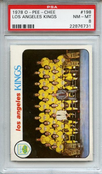 1978 O-Pee-Chee 198 Los Angeles Kings Team PSA NM-MT 8