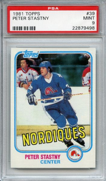 1981 Topps 39 Peter Stastny RC PSA MINT 9