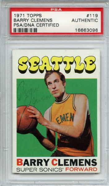 Barry Clemens Signed 1971 Topps Basketball Card PSA/DNA