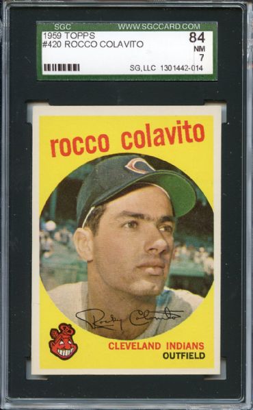 1959 Topps 420 Rocky Colavito SGC NM 84 / 7
