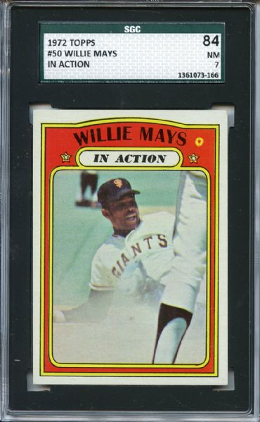1972 Topps 50 Willie Mays In Action SGC NM 84 / 7