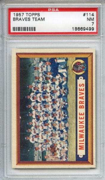 1957 Topps 114 Milwaukee Braves Team PSA NM 7