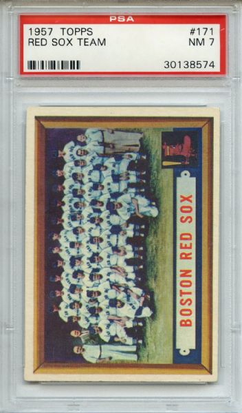 1957 Topps 171 Boston Red Sox Team PSA NM 7