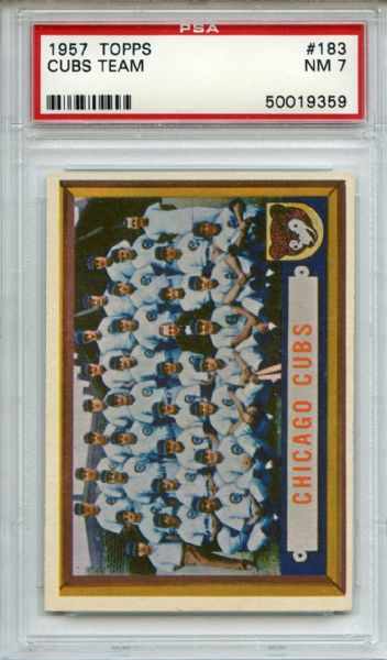 1957 Topps 183 Chicago Cubs Team PSA NM 7