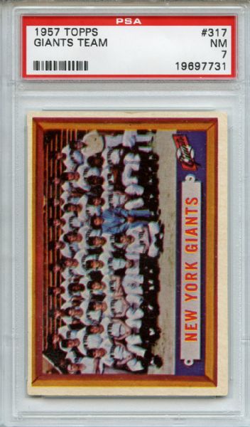 1957 Topps 317 New York Giants Team PSA NM 7
