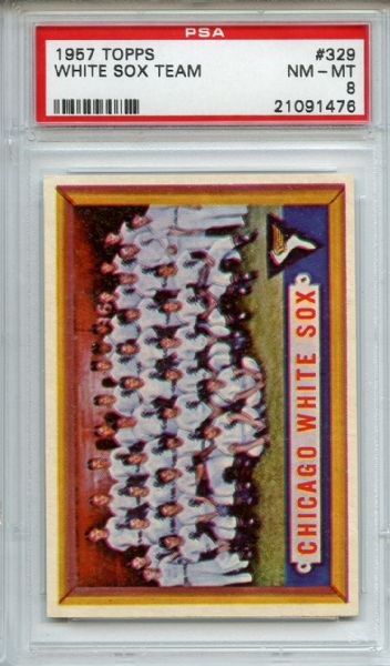 1957 Topps 329 Chicago White Sox Team PSA NM-MT 8