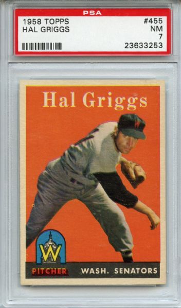 1958 Topps 455 Hal Griggs PSA NM 7