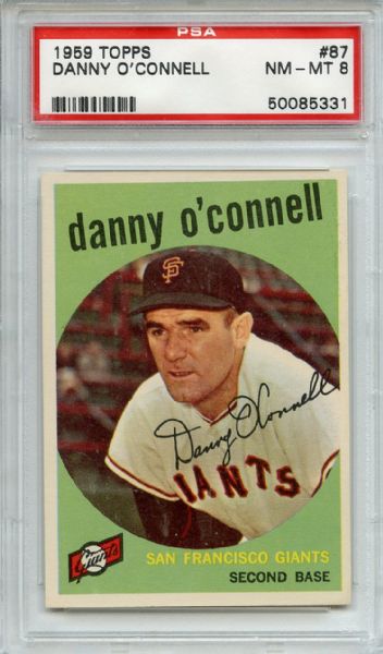 1959 Topps 87 Danny O'Connell PSA NM-MT 8