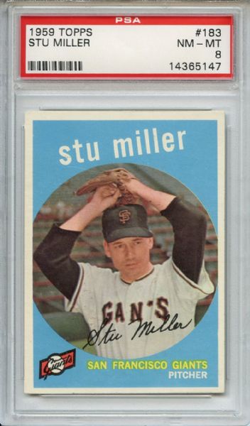 1959 Topps 183 Stu Miller PSA NM-MT 8