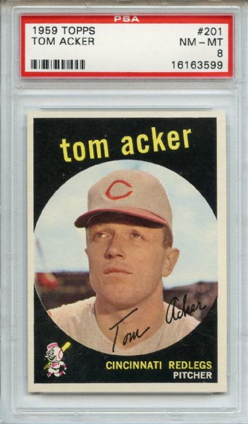 1959 Topps 201 Tom Acker Gray Back PSA NM-MT 8