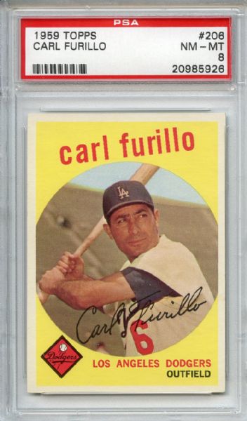1959 Topps 206 Carl Furillo Gray Back PSA NM-MT 8