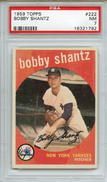 1959 Topps 222 Bobby Shantz Gray Back PSA NM 7