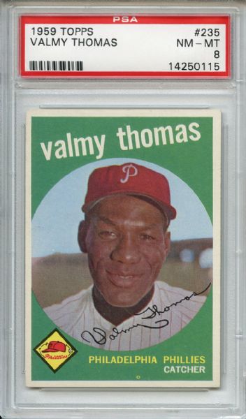 1959 Topps 235 Valmy Thomas Gray Back PSA NM-MT 8