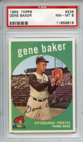 1959 Topps 238 Gene Baker Gray Back PSA NM-MT 8