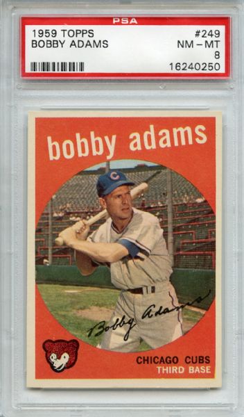 1959 Topps 249 Bobby Adams White Back PSA NM-MT 8