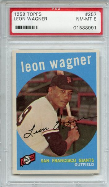 1959 Topps 257 Leon Wagner White Back PSA NM-MT 8