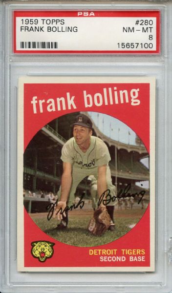 1959 Topps 280 Frank Bolling Gray Back PSA NM-MT 8