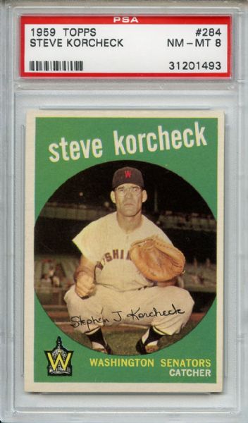 1959 Topps 284 Steve Korcheck Gray Back PSA NM-MT 8