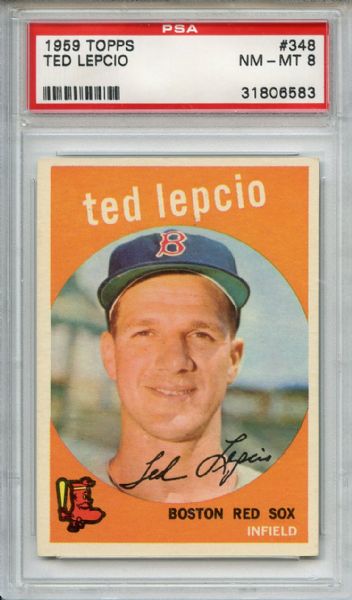 1959 Topps 348 Ted Lepcio PSA NM-MT 8