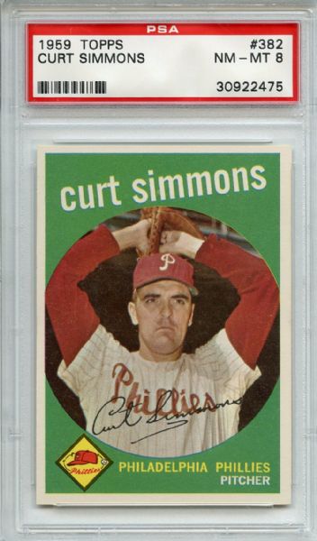 1959 Topps 382 Curt Simmons PSA NM-MT 8