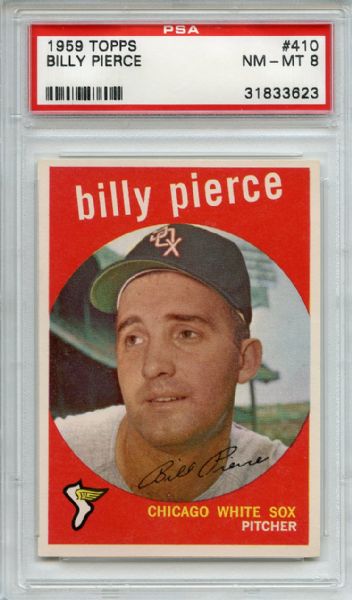 1959 Topps 410 Billy Pierce PSA NM-MT 8