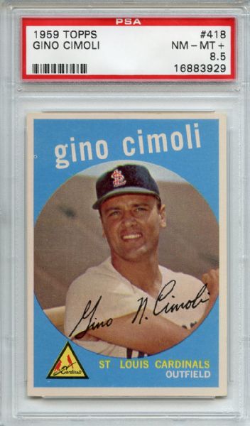 1959 Topps 418 Gino Cimoli PSA NM-MT+ 8.5