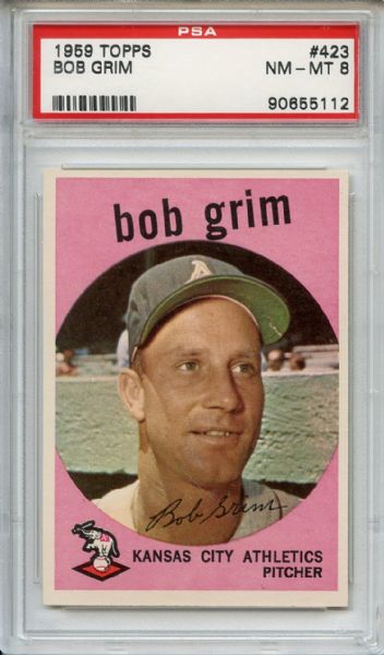1959 Topps 423 Bob Grim PSA NM-MT 8