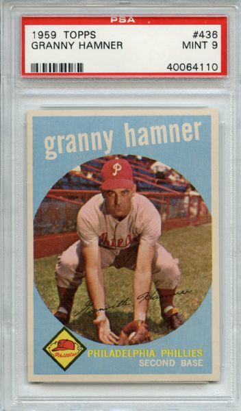 1959 Topps 436 Granny Hamner PSA MINT 9