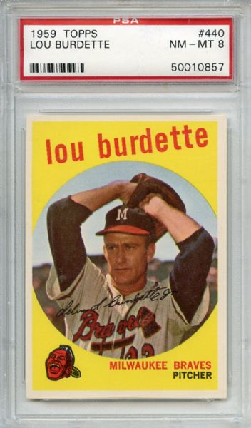 1959 Topps 440 Lou Burdette PSA NM-MT 8