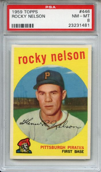 1959 Topps 446 Rocky Nelson PSA NM-MT 8