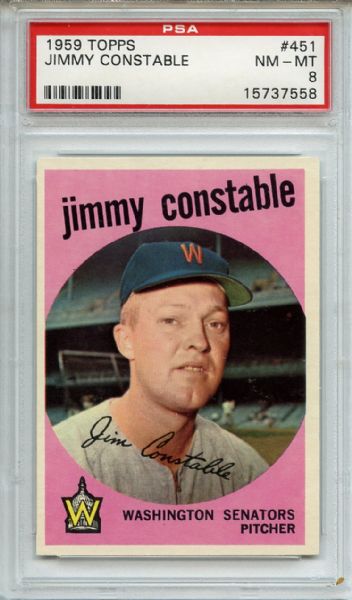 1959 Topps 451 Jimmy Constable PSA NM-MT 8