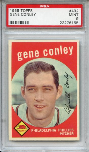 1959 Topps 492 Gene Conley PSA MINT 9