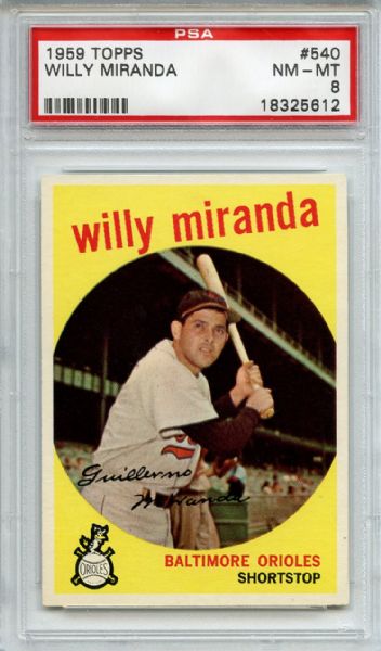1959 Topps 540 Willy Miranda PSA NM-MT 8