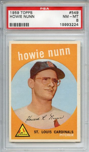 1959 Topps 549 Howie Nunn PSA NM-MT 8