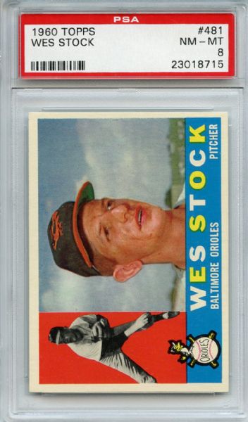 1960 Topps 481 Wes Stock PSA NM-MT 8