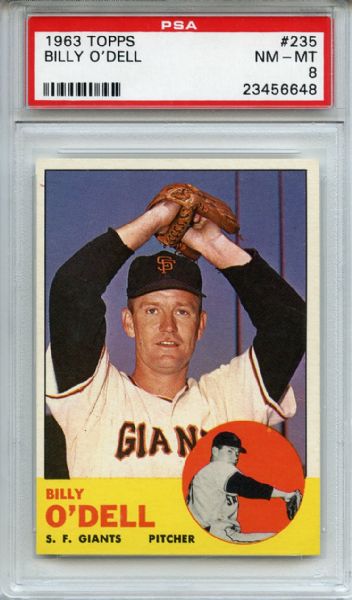 1963 Topps 235 Billy O'Dell PSA NM-MT 8