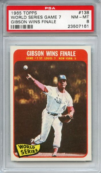 1965 Topps 138 World Series Game 7 Bob Gibson PSA NM-MT 8