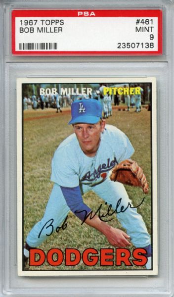 1967 Topps 461 Bob Miller PSA MINT 9
