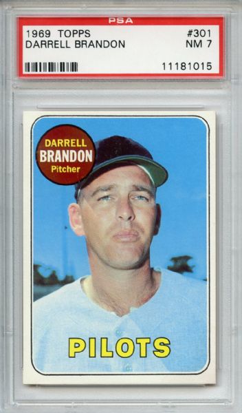 1969 Topps 301 Darrell Brandon PSA NM 7