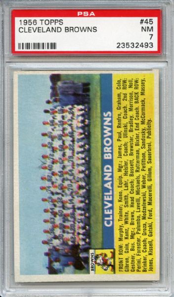 1956 Topps 45 Cleveland Browns Team PSA NM 7