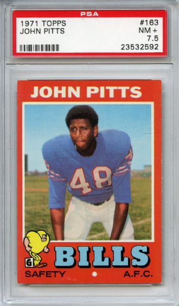 1971 Topps 163 John Pitts PSA NM+ 7.5
