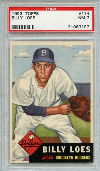1953 Topps 174 Billy Loes PSA NM 7