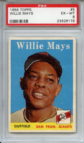 1958 Topps 5 Willie Mays PSA EX-MT 6