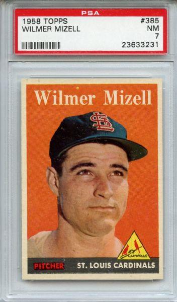 1958 Topps 385 Wilmer Mizell PSA NM 7