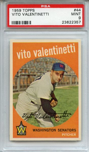 1959 Topps 44 Vito Valentine PSA MINT 9